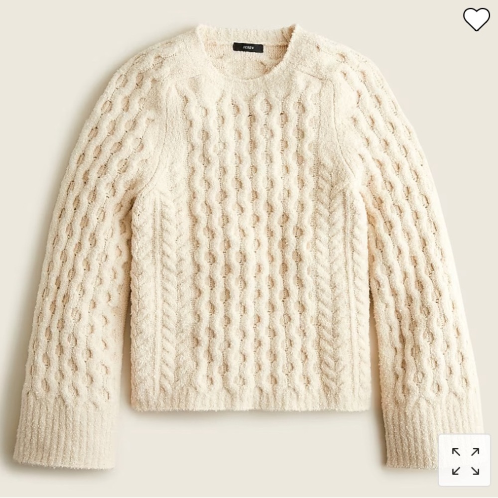 J Crew Cotton-Blend Boucle Cable-Knit Sweater❤️